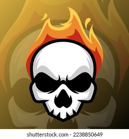 vector graphics illustration of a fire skull in esport logo style. perfect for game team or product logo