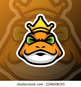 vector graphics illustration of a frog king in esport logo style. perfect for game team or product logo