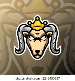 vector graphics illustration of a goat king in esport logo style. perfect for game team or product logo