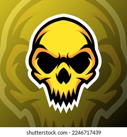 vector graphics illustration of a gold skull in esport logo style. perfect for game team or product logo