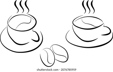 vector graphics illustration of grains and mug of coffee