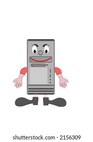 Vector graphics illustration. Happy Computer figure
