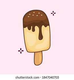 Vector graphics illustration of ice cream stick with sweet chocolate jam