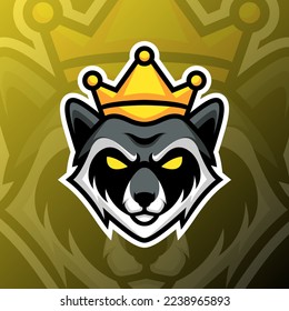vector graphics illustration of a king raccoon in esport logo style. perfect for game team or product logo