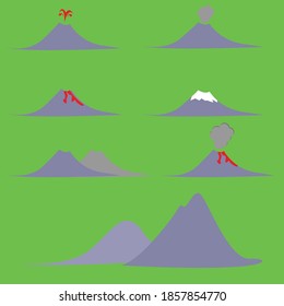 Ilustración gráfica vectorial de una montaña con varias condiciones.