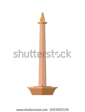 Vector graphics illustration of The National Monument (Indonesian: Monumen Nasional, abbreviated Monas), a public building located in  Central Jakarta, Jakarta, Indonesia. 