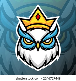 vector graphics illustration of a owl king in esport logo style. perfect for game team or product logo
