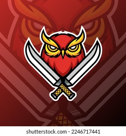 vector graphics illustration of a owl sword in esport logo style. perfect for game team or product logo