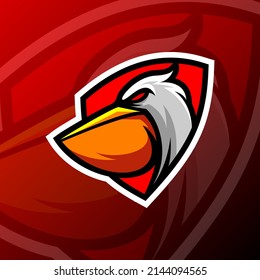 ilustración gráfica vectorial de un ave pelícano en el estilo del logotipo de apoyo. perfecto para el equipo de juego o el logotipo del producto