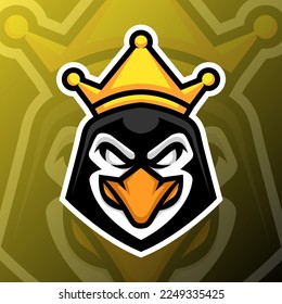 Vektorgrafik-Illustration eines Pinguinkönigs im Stil des Begleitlogos. perfekt für Spiel- oder Produktlogo
