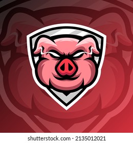 ilustración gráfica vectorial de un cerdo en estilo de logotipo de apoyo. perfecto para el equipo de juego o el logotipo del producto