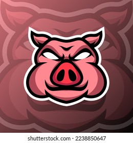 vector graphics illustration of a pig in esport logo style. perfect for game team or product logo