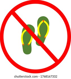 vector graphics illustration prohibited from wearing flip-flops