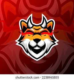 vector graphics illustration of a shiba devil in esport logo style. perfect for game team or product logo