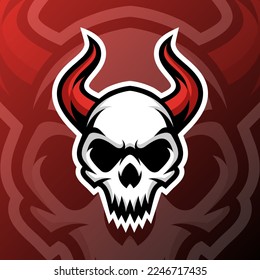 vector graphics illustration of a skull horns in esport logo style. perfect for game team or product logo
