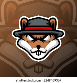 vector graphics illustration of a squirrel mafia in esport logo style. perfect for game team or product logo