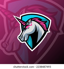 vector graphics illustration of a unicorn in esport logo style. perfect for game team or product logo svg