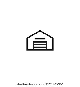 Vector graphics illustration of warehouse with line art style