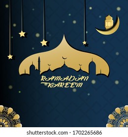 Vector graphics illustration, welcoming the month full of blessings and forgiveness, HD Ramadan background, wallpaper, etc. 