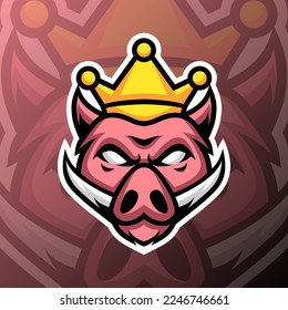 vector graphics illustration of a wildboar king in esport logo style. perfect for game team or product logo