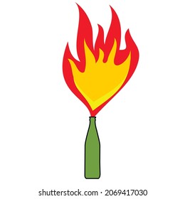 Vector graphics of an image of a molotov cocktail, a bottle with fire for throwing