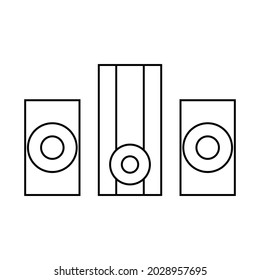 Vector graphics, images of sound systems, subwoofers , powerful speakers for discos , parties, icons of music systems, textures, black outlines of images on a white background