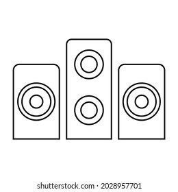Vector graphics, images of sound systems, subwoofers , powerful speakers for discos , parties, icons of music systems, textures, black outlines of images on a white background