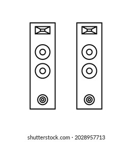 Vector graphics, images of sound systems, subwoofers , powerful speakers for discos , parties, icons of music systems, textures, black outlines of images on a white background