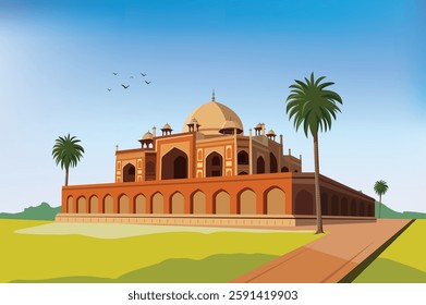 Vector graphics of an Indian Monument, Humayun Tomb, Delhi