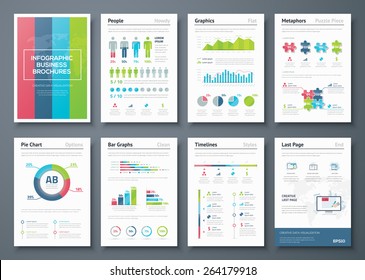 Vector graphics in infographic business brochure illustration. Vector illustrations of modern info graphics. Use in website, flyer, corporate report, presentation, advertising, marketing etc.