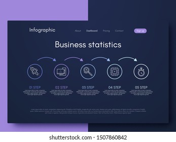 Vector graphics infographics with five options. Template for creating mobile applications, workflow layout, diagram, banner, web design, business reports with 5 steps. Stock vector