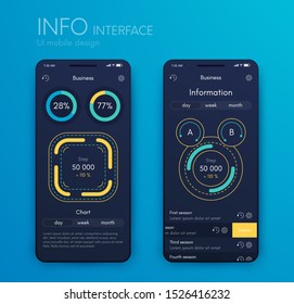 Vector graphics infographics with four options. Template for creating mobile applications, workflow layout, diagram, banner, web design, business reports with 4 steps. Stock vector