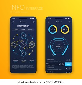 Vector graphics infographics with four options. Template for creating mobile applications, workflow layout, diagram, banner, web design, business reports with 4 steps. Stock vector