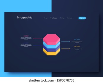 Vector graphics infographics with four options. Template for creating mobile applications, workflow layout, diagram, banner, web design, business reports with 4 steps. Stock vector