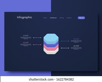 Vector graphics infographics with four options. Template for creating mobile applications, workflow layout, diagram, banner, web design, business reports with 4 steps. Stock vector