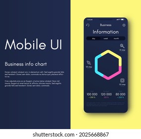 infografía de gráficos vectoriales con teléfono móvil. Plantilla para crear aplicaciones móviles, diseño de flujo de trabajo, diagrama, banner, diseño web, informes de negocios. Vector de acciones
