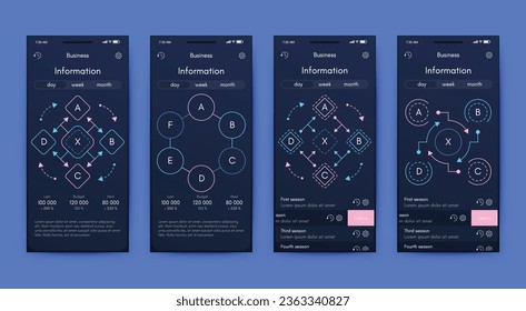 Vektorgrafik-Infografiken mit Handy. Vorlage für die Erstellung von mobilen Anwendungen, Workflow-Layout, Diagramm, Banner, Web-Design, Geschäftsberichte. Stock-Vektorgrafik