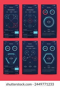 Vector gráficos infografías con el teléfono móvil. Plantilla para crear aplicaciones móviles, diseño de flujo de trabajo, diagrama, Anuncio, Diseño web, informes empresariales. Vector de acciones