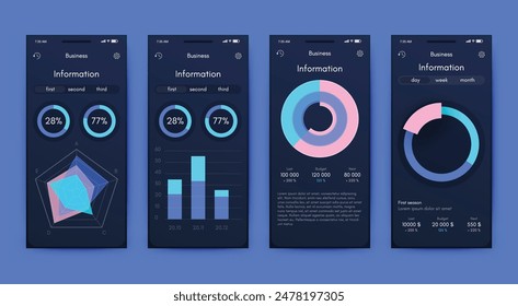 Vektorgrafik Grafik Infografiken mit Handy. Vorlage zum Erstellen mobiler Anwendungen, Workflow-Layout, Diagramm, Banner, Webdesign, Geschäftsberichte. Vektorgrafik