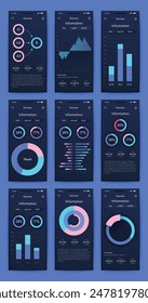 Vector graphics infographics with mobile phone. Template for creating mobile applications, workflow layout, diagram, banner, web design, business reports. Stock vector