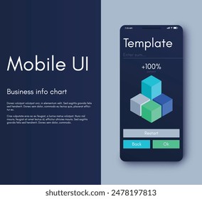 Vector graphics infographics with mobile phone. Template for creating mobile applications, workflow layout, diagram, banner, web design, business reports. Stock vector