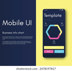 Vector graphics infographics with mobile phone. Template for creating mobile applications, workflow layout, diagram, banner, web design, business reports. Stock vector