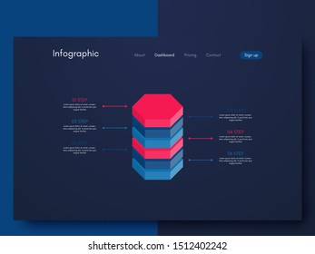 Vector graphics infographics with six options. Template for creating mobile applications, workflow layout, diagram, banner, web design, business reports with 6 steps. Stock vector