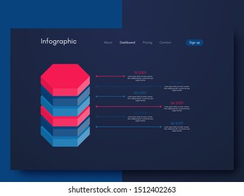 Vector graphics infographics with six options. Template for creating mobile applications, workflow layout, diagram, banner, web design, business reports with 6 steps. Stock vector