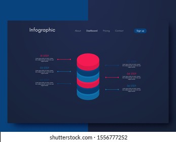 Vector graphics infographics with six options. Template for creating mobile applications, workflow layout, diagram, banner, web design, business reports with 6 steps. Stock vector