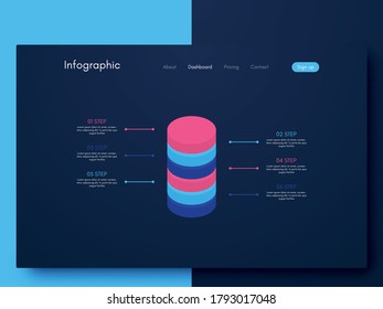 Vector graphics infographics with six options. Template for creating mobile applications, workflow layout, diagram, banner, web design, business reports with 6 steps. Stock vector