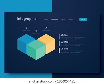 Vector graphics infographics with six options. Template for creating mobile applications, workflow layout, diagram, banner, web design, business reports with 6 steps. Stock vector