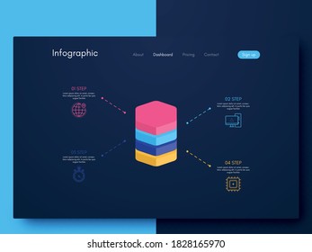Vector graphics infographics with six options. Template for creating mobile applications, workflow layout, diagram, banner, web design, business reports with 6 steps. Stock vector