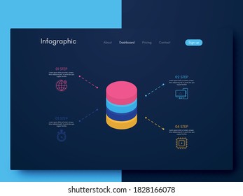 Vector graphics infographics with six options. Template for creating mobile applications, workflow layout, diagram, banner, web design, business reports with 6 steps. Stock vector