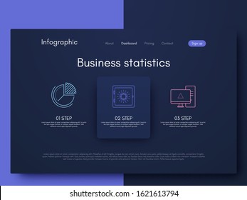 Vector graphics infographics with three options. Template for creating mobile applications, workflow layout, diagram, banner, web design, business reports with 3 steps. Stock vector
